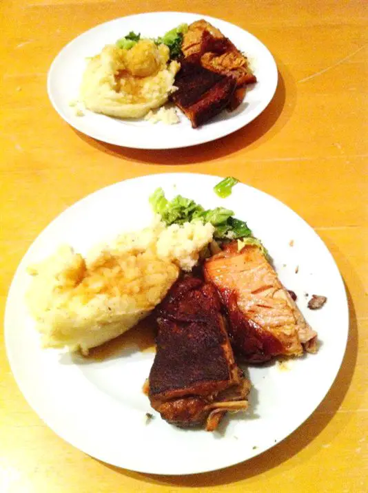 Blackened Crispy Pork Belly with Mash and Buttered Cabbage, Lay The Table