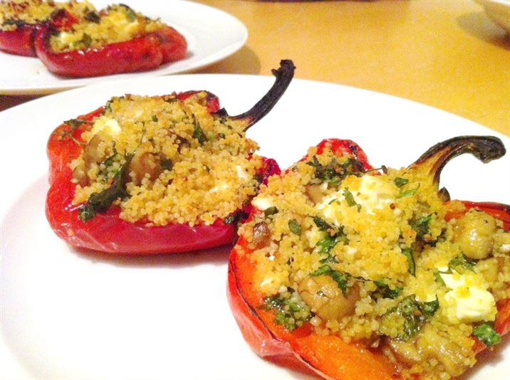 Stuffed Peppers, Cous Cous, Mushrooms and Feta, Lay The Table