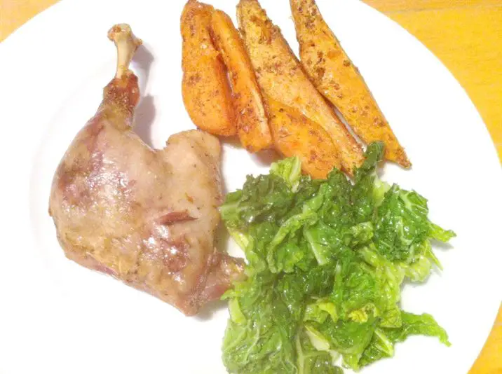 Confit duck legs with spiced sweet potato wedges, Lay The Table