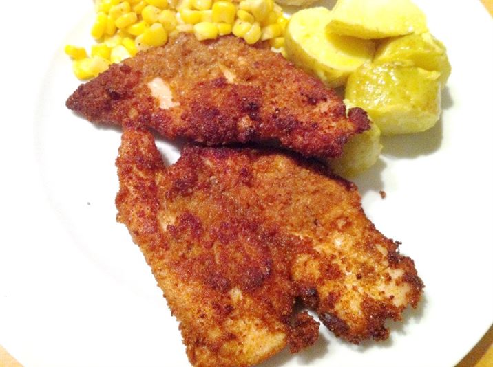 Spicy Crumbed Chicken Breast with Mustard-Mayo Potato Salad, Lay The Table