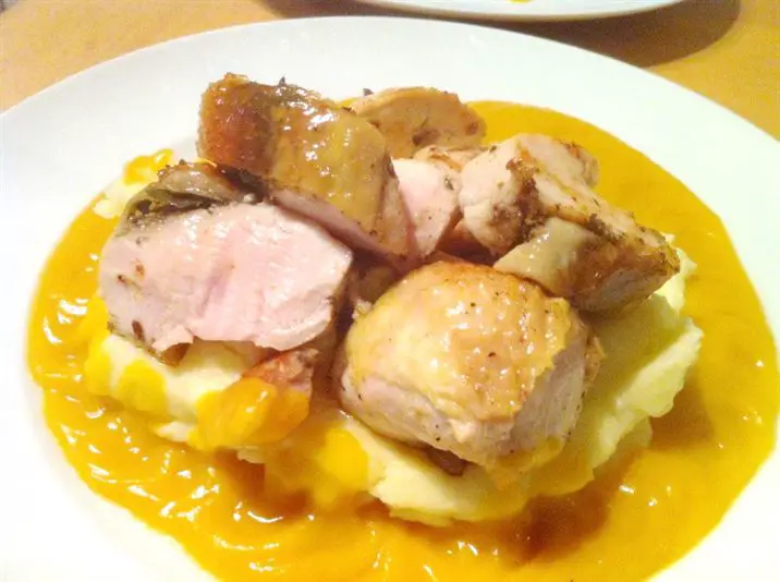 Sous Vide Curry Leaves Chicken Breast with Spicy Squash Emulsion, Lay The Table