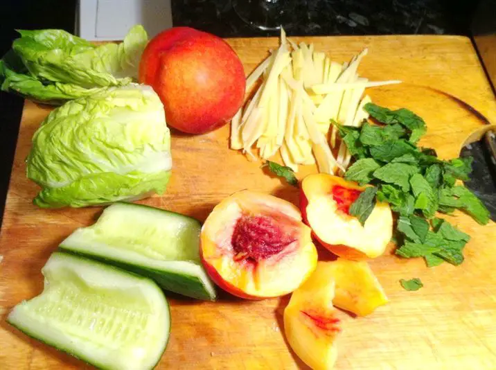 Steam-Poached Ginger Chicken with Baby Gem, Nectarine and Mint Salad, Lay The Table