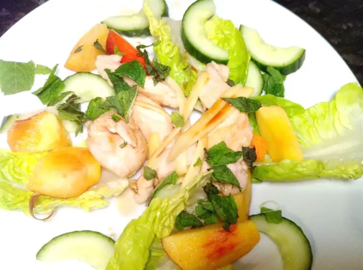 Steam-Poached Ginger Chicken with Baby Gem, Nectarine and Mint Salad, Lay The Table