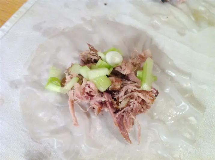 Chinese Crispy Duck in Rice Paper Wraps with Cucumber and Spring Onion, Lay The Table