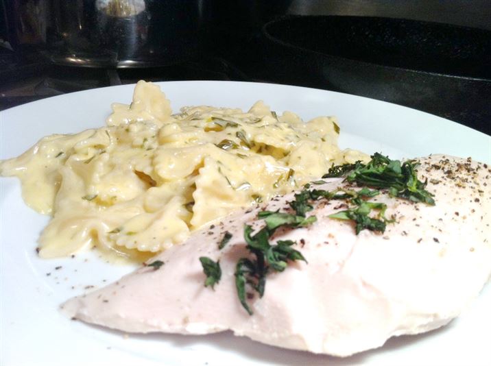 Sous Vide Chicken Breast with Tarragon Cream Farfalle, Lay The Table