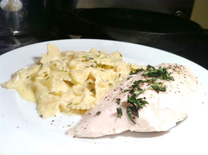 Sous Vide Chicken Breast with Tarragon Cream Farfalle, Lay The Table
