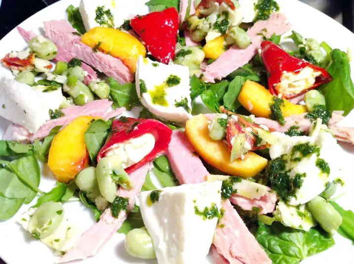 Simple Gammon Salad with Mozzarella and Basil Oil, Lay The Table