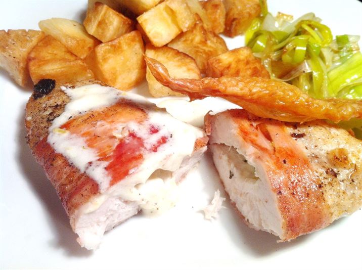 Sous Vide Chicken Breast, Stuffed with Mascarpone, Wrapped in Parma Ham, Lay The Table