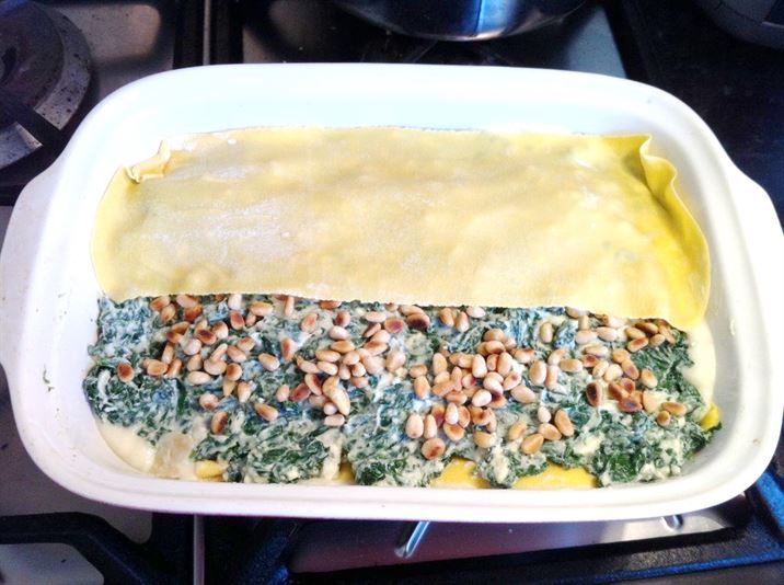 Delia Smiths Spinach and Ricotta Lasagne with Pine Nuts, Lay The Table