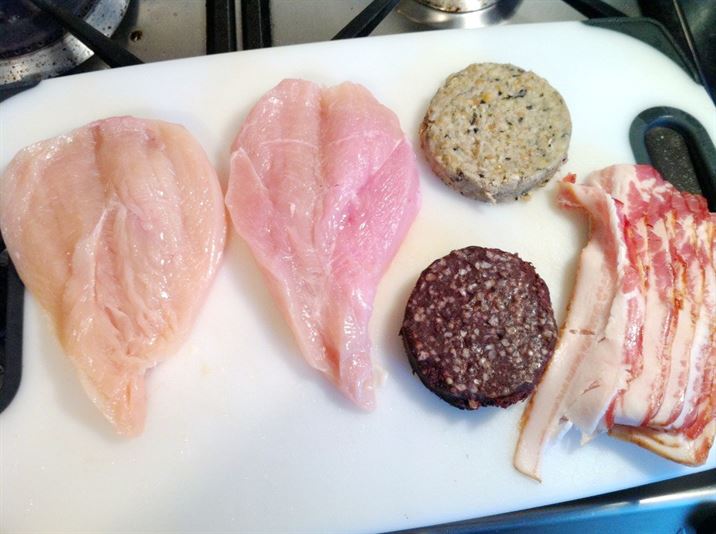 Sous Vide Bacon-wrapped Chicken Breasts stuffed with Haggis &#038; Black Pudding, Lay The Table