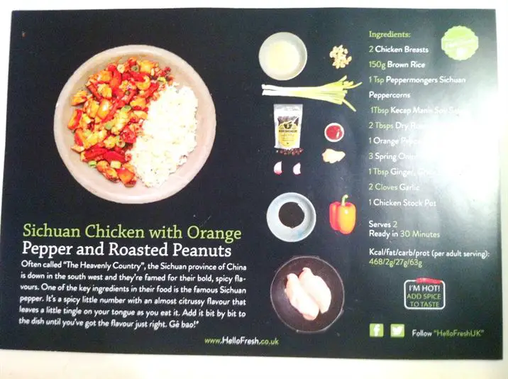 Review: Hello Fresh Sichuan Chicken with Orange Pepper and Roasted Peanuts, Lay The Table