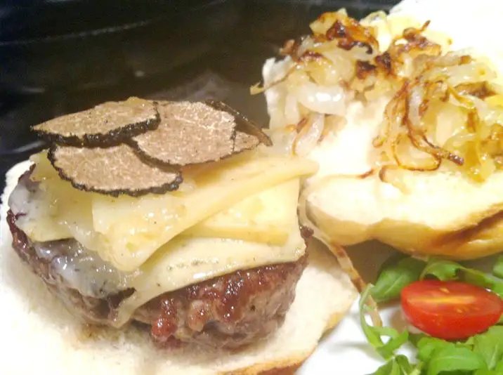 Ultimate Luxury Burger: Beef with Shaved Truffle and Apres Soleil Cheese on Toasted Cholla Buns, Lay The Table