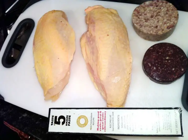 Sous Vide Chicken Breast Stuffed with Haggis, Black Pudding and Umami, Lay The Table