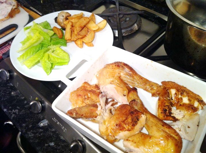 Paris-inspired Crispy Skin Roast Chicken with Fries and Dressed Lettuce, Lay The Table