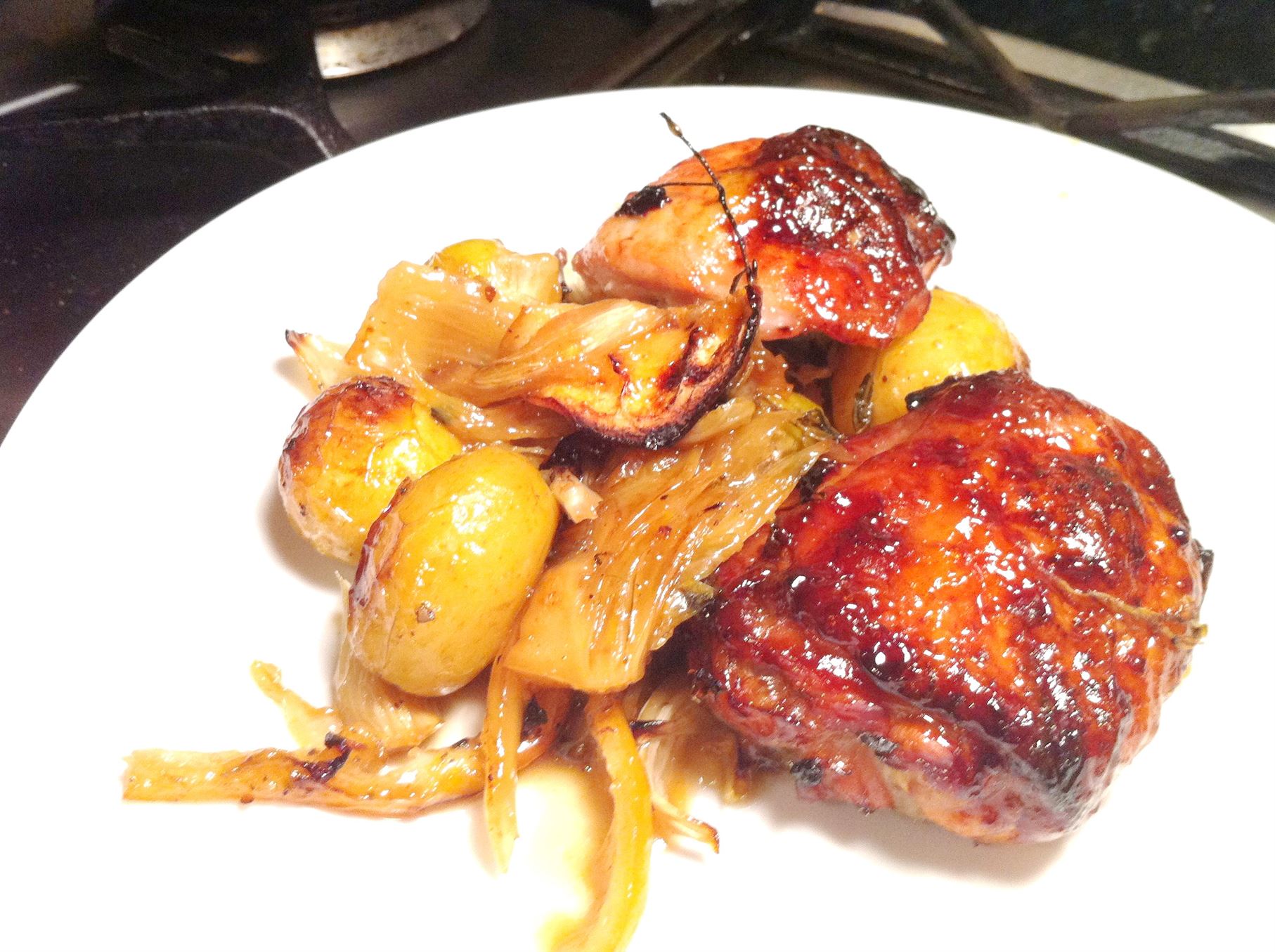 Monica Galettis Organic Roast Chicken Thighs with Fennel and Lemon, Lay The Table