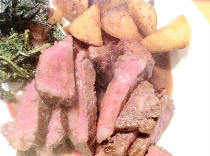 Stove-top sirloin with pan-roasted potatoes and Tuscan kale, Lay The Table