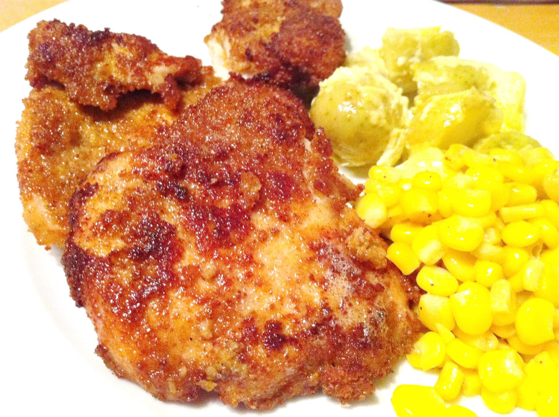 Spicy Crumbed Chicken Breast with Mustard-Mayo Potato Salad, Lay The Table