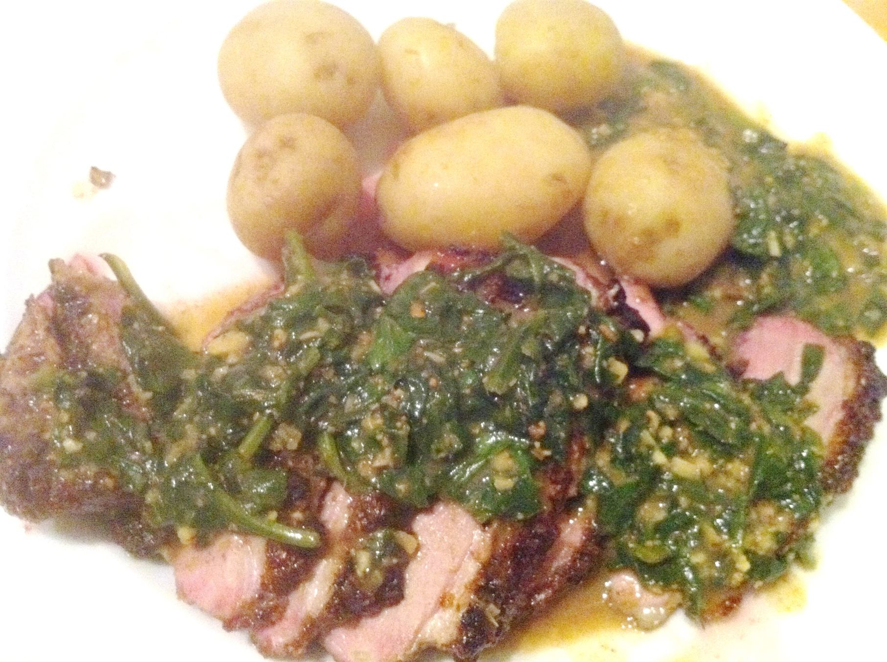 Balinese grilled duck breasts in a coconut and spinach sauce, Lay The Table