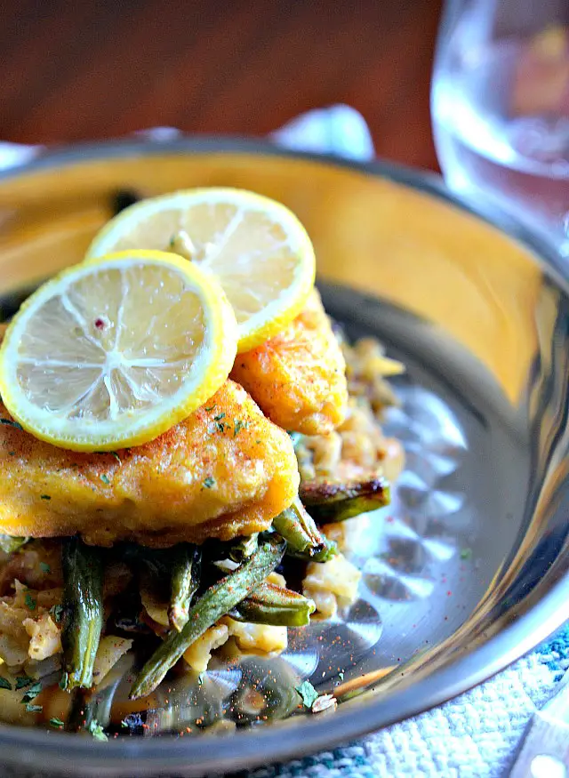 Fishless Filets w/ Herbed White Beans and Vegan Bacon, Lay The Table