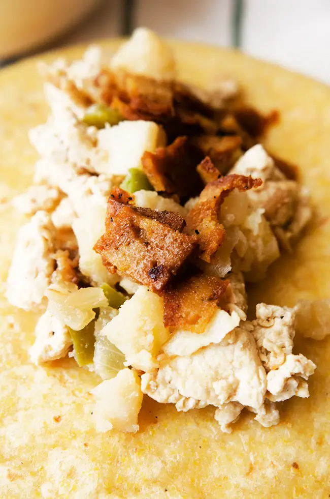 Vegan Potato, Tofu, and Bacon Freezer Breakfast Tacos, Lay The Table